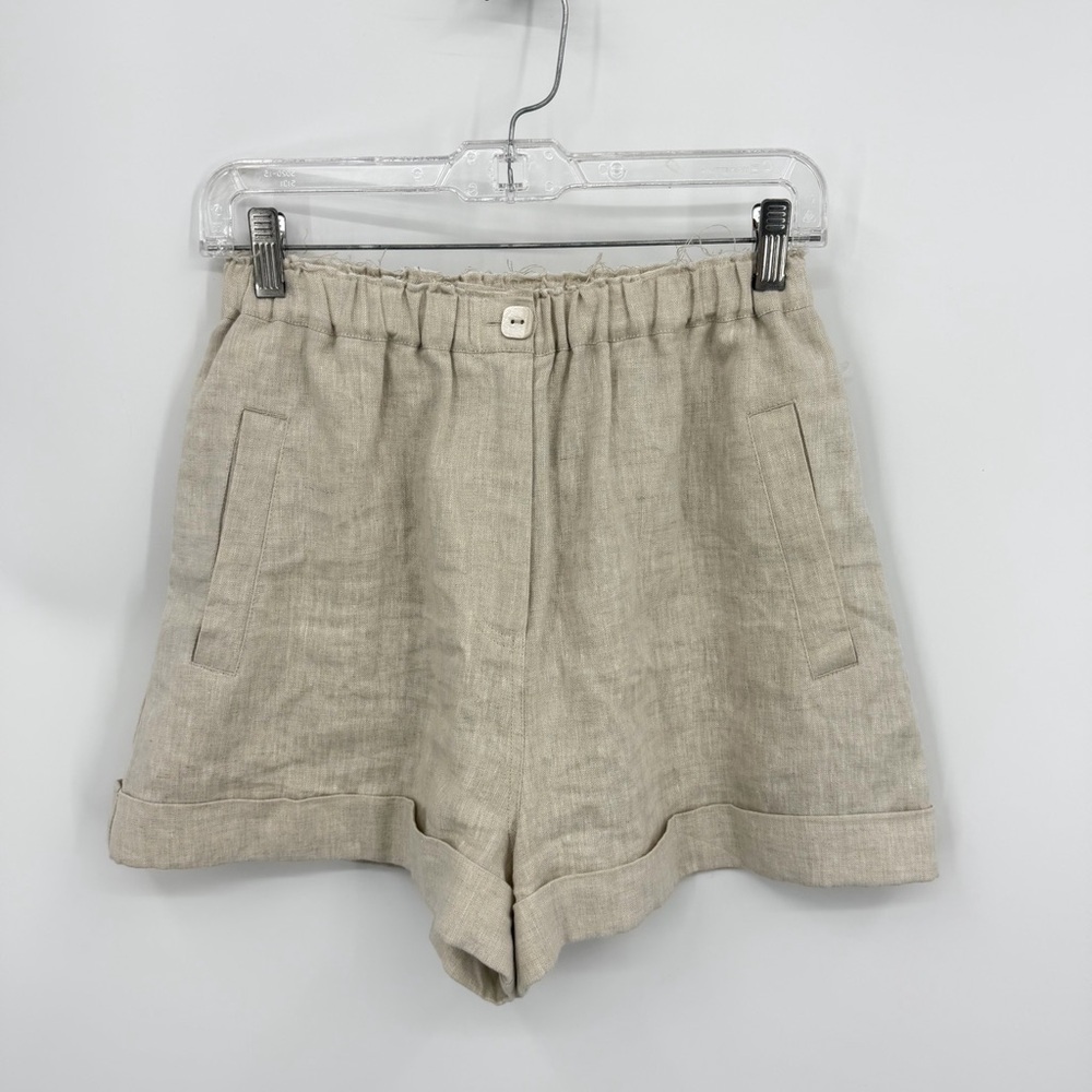 song of style everly linen shorts beige oatmeal sz S